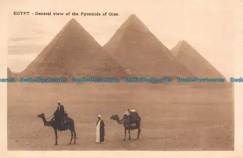 R129367 Ägypten. Allgemeine Ansicht der Pyramiden von Gizeh. B. Livadas und Coutsicos