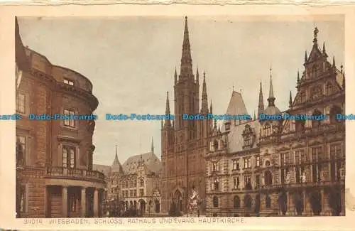 R129468 Wiesbaden Schloss Rathaus und Evang. Hauptkirche. Karl Rud. Bremer. Nr. 3