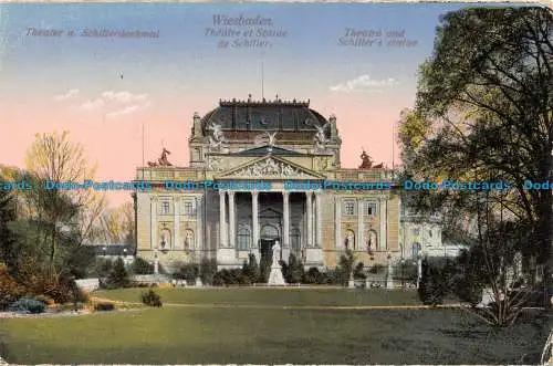 R128822 Wiesbaden. Schillers Theater und Statue. K.S.Nr. 805