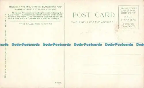 R130278 Michigan Avenue mit Blackstone- und Kongresshotels bei Nacht. Chicago