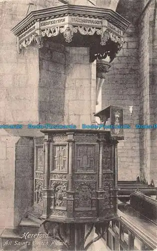 R129581 Hereford. Kanzel der Allerheiligenkirche. Frith. 1905