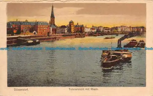 R128872 Düsseldorf. Totalsicht mit Rhein. J. Wollstein