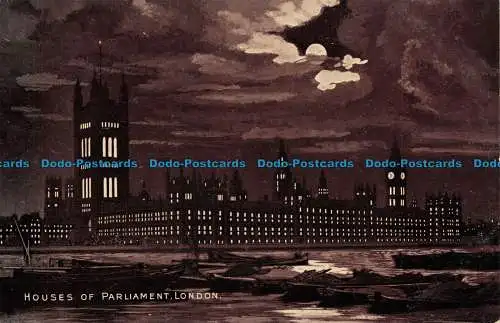 R129607 Häuser des Parlaments. London. Nachts. Die nationale