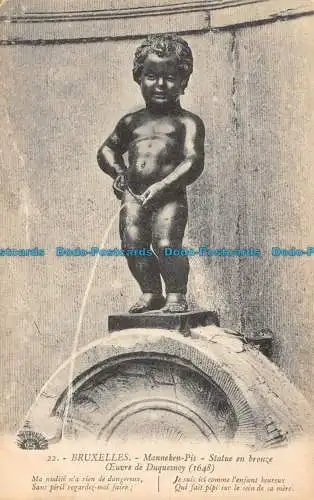 R127828 Brüssel. Manneken Pis Bronzestatue Werk von Duquesnoy. Henri Geor