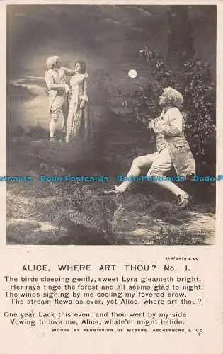 R131457 Alice Where Art You Nr. 1. Bamforth. 1906