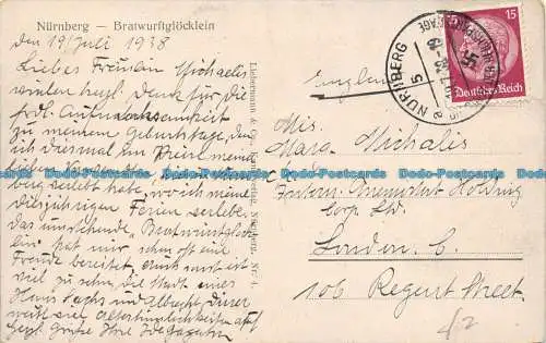 R128906 Nürnberg. Bratwurstgglockein. Liebermann und Co. 1938