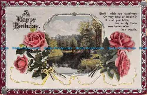 R131725 Grüße. Alles Gute zum Geburtstag. See und Bäume. Rosen. Philco. 1925