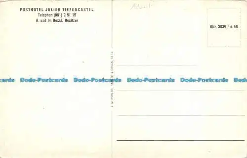 R131925 Posthotel Julier Tiefencastel. A. und H. Bossi. Besitzzer. L.M. Kohler