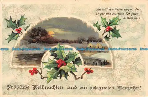 R130839 Frohliche Weihnachten und Ein Gesegnetes Neujahr. Winterszene. See und