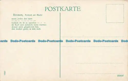 R624375 Bremen. Roland am Markt enem jede dat syne. 1320