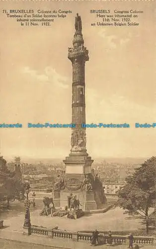 R624843 71. Brüssel. Kongresssäule. Hier wurde am 11. November 1922 eine U