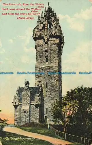 R625797 Wallace Monument. Stirlingbrücke. Kleeblatt Rose Distel Heck