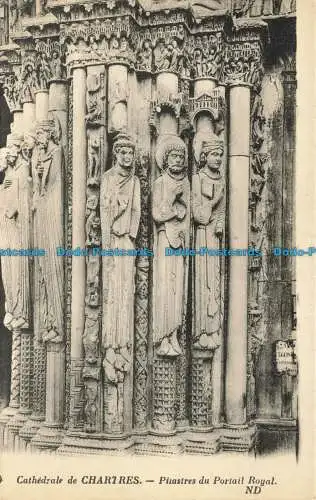 R625224 Kathedrale von Chartres. Pitaster des Königlichen Portals. ND. Levy und Neurdein