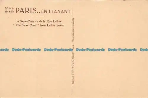 R626041 Paris. Flaniert. Das heilige Herz. Von der Laffitte Street. Yvon. Serie. 6