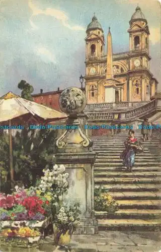 R625293 Rom. Trinita dei Monti. A. Kroketten. 4370 1. Mailand. Rom