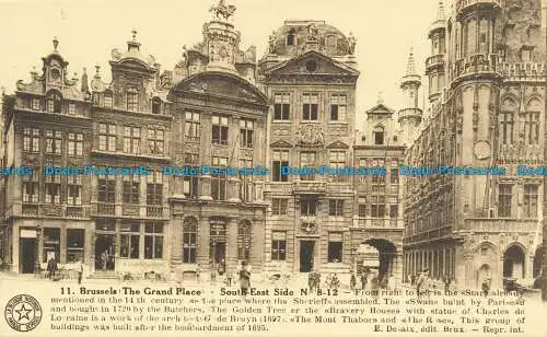 R627812 Brüssel. Der Grand Place. Südostseite. Das historische Belgien. Marke