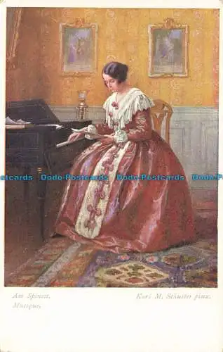 R625361 Am Spinett. Musik. Karl M. Schuster Zange. Nein. 1848. Wiener Kunst. B.K
