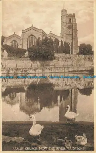 R626218 Pfarrkirche vom Fluss Maidstone. Valentine Serie