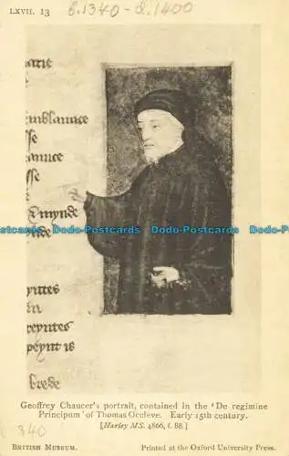 R627276 British Museum. Geoffrey Chaucer Porträt. Die Oxford University Press