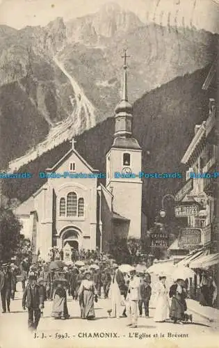 R625505 J.J. 5993. Chamonix. LEglise und Brevent. Jullien Brüder. 1924