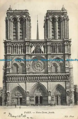 R625518 Paris. Notre Dame Fassade. 97. ND. Foto. 1908