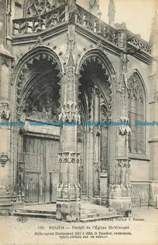 R625537 E.L.D. 120. Rouen. Portal der Kirche St. Vincent. Stil spitze Flambo