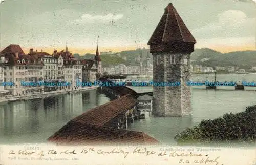 R627423 Luzern. Kapellbrucke und Wasserthurm. Emil Goetz