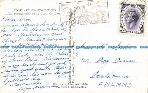 R627504 Cagnes Cros. Die Promenade und das Meer. S.E.P.T. RP. 1961