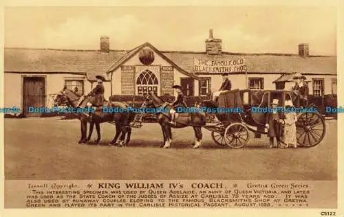 R628923 König Wilhelm IV. Coach. Photochrom. Gretna Green Serie. Tassell