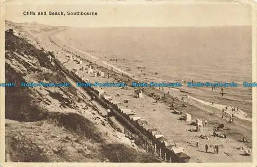 R628319 Southbourne. Klippen und Strand. Postkarte