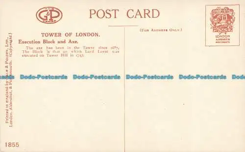 R626747 Tower of London. Ausführungsblock und Axt. Gale und Polden