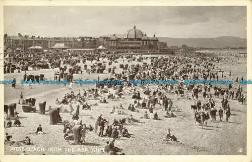 R630027 Rhyl. Weststrand vom Pier. 1955