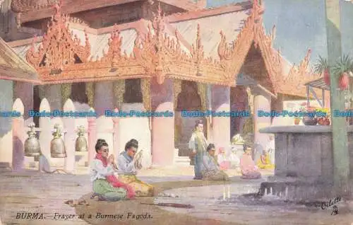 R630079 Burma. Gebet in einer burmesischen Pagode. Wide Wide World. Tuck. Öle. Serie