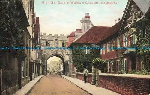 R630429 Salisbury. High St. Gate and Widow College. F. Futcher