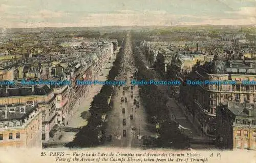 R631665 Paris. Blick auf die Avenue of the Champs Elysees. J. Courmault. E. Papegh