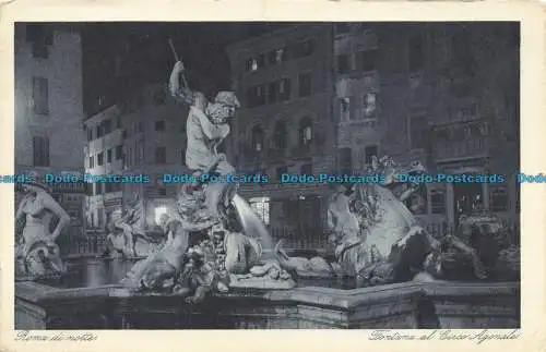 R631767 Rom bei Nacht. Brunnen im Circus Agonale. Grafik. L. Morpurgo