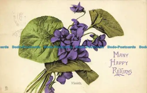 R631945 Viele glückliche Rücksendungen. Tuck. Blume. 6623. 1908