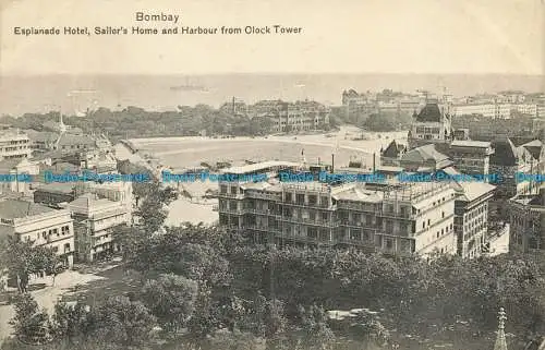 R632997 Bombay. Esplanade Hotel. Seemannshaus und Hafen vom Uhrturm