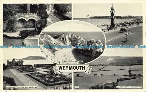 R632357 Weymouth. Uhrturm und Promenade. 1958. Multi View