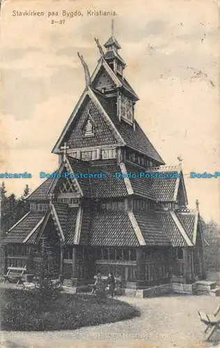 R132111 Stavkirken paa Bygdo. Kristiania. 1909. B. Hopkins