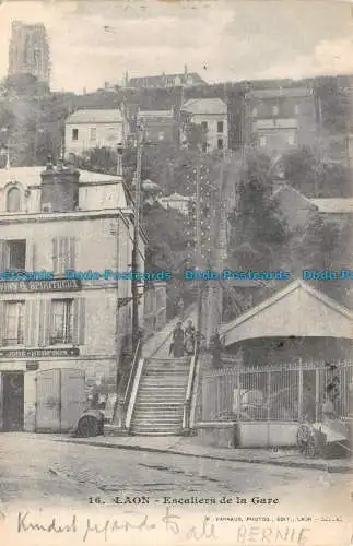 R1323952 Laon. Treppe zum Bahnhof. F. Barnaud. 1905. B. Hopkins