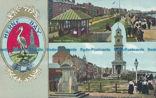 R132544 Herne Bay. Turmgärten. und Uhrturm und Jubiläumsbrunnen. B. und R