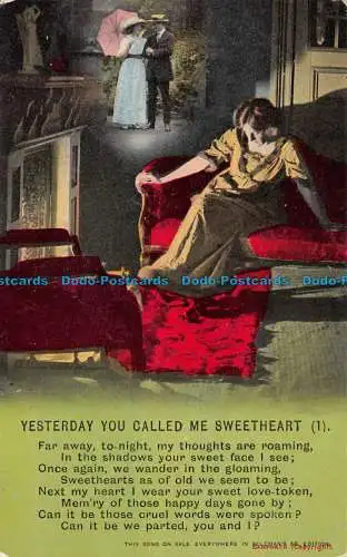 R132599 Yesterday You Called Me Sweetheart. Bamforth