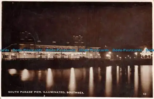 R133980 South Parade Pier. Beleuchtet. Südsee. Nachts. In der Nähe. RP. 1938