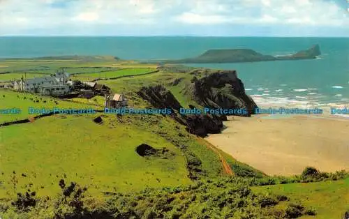 R134112 Rhossili-Bucht und Wurmskopf. Gower