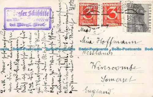 R133669 Alte Postkarte. Skifahren in den Bergen. 1932