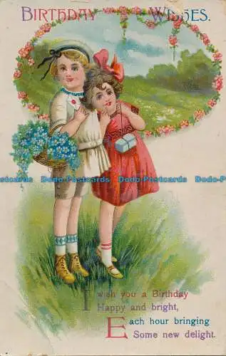 R133703 Grußpostkarte. Geburtstagswünsche. Mädchen. 1925