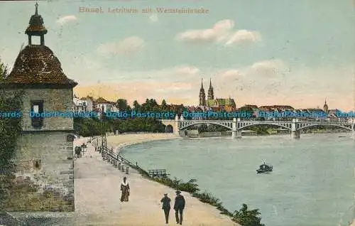 R135393 Basel. Letziturm mit Wettsteinbrücke. G. Metz. 1910