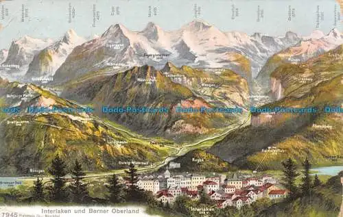 R135183 Interlaken und Berner Oberland. Fototypie. 1906