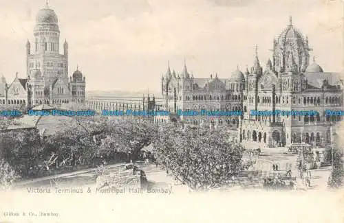 R136730 Victoria Terminus und Rathaus. Bombay. Clifton